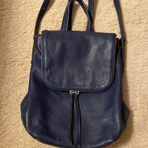 Banana Republic Pebbled Leather Backpack Navy Medium